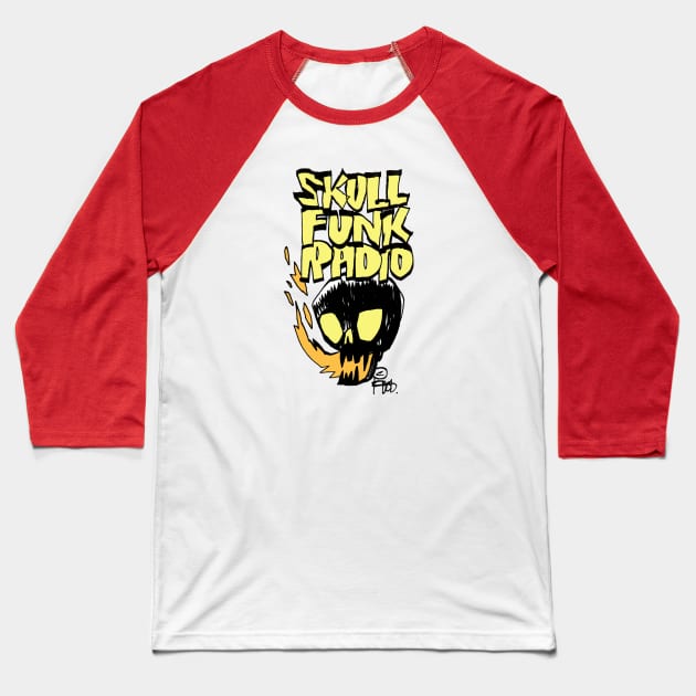 SKULL FUNK RADIO Baseball T-Shirt by Jim Mahfood